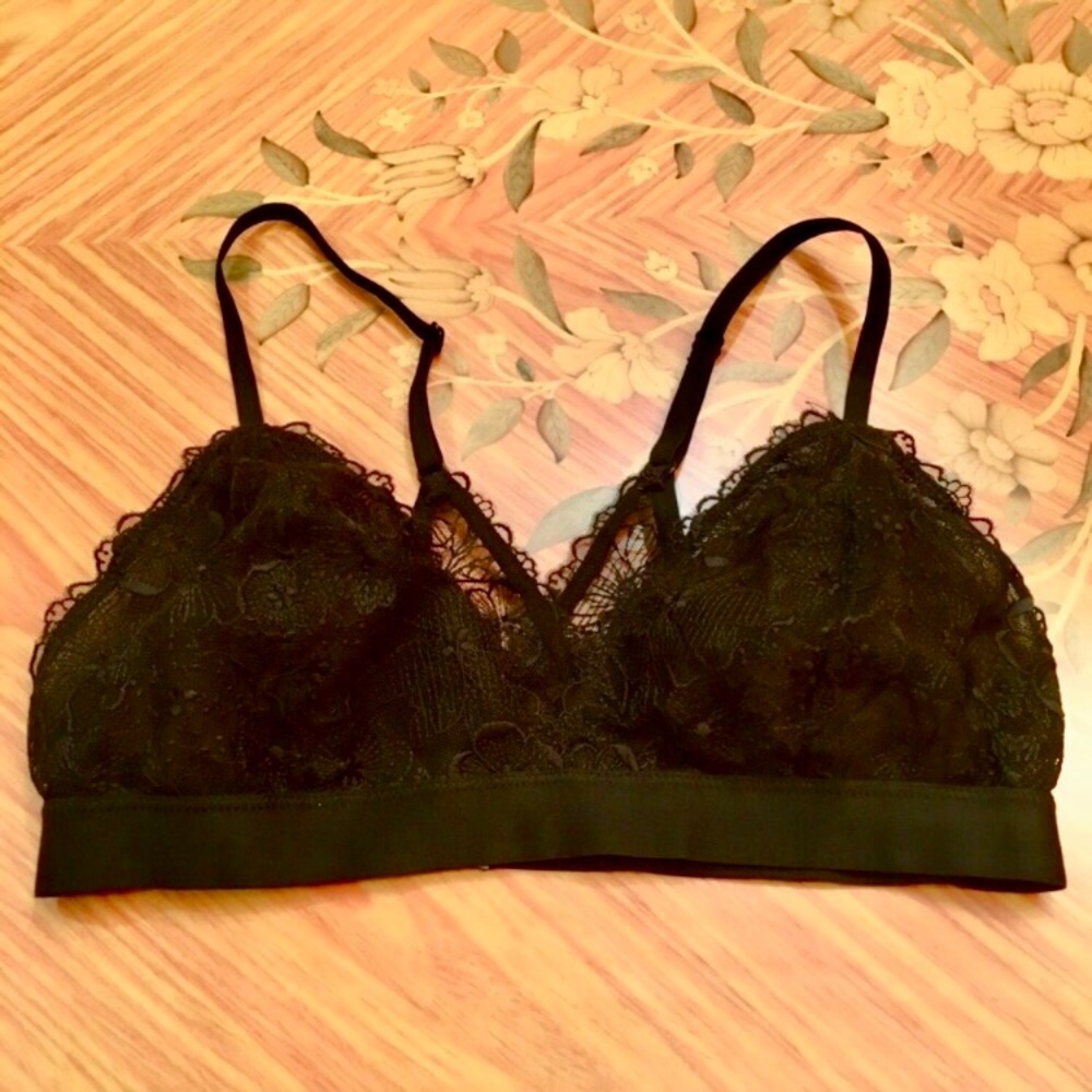 Aerie Floral Black Lace Soft Cup Bra sz.M